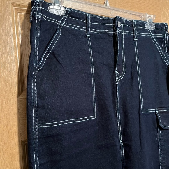 True Religion Denim Cargo Midi Skirt NWT Y2K Cotton Streetwear Dark Wash - Picture 7 of 16